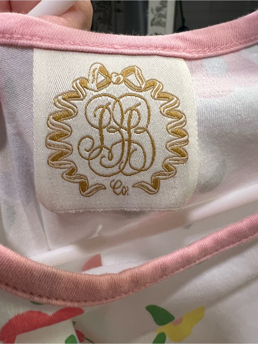 The Beaufort Bonnet Company White Floral with Pink Trim dress 8